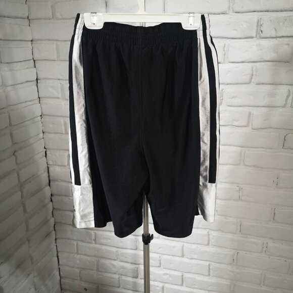 Adidas Youth's Size Small Black & White Loose Fit Elastic & Tie Waist Shorts - Picture 2 of 11